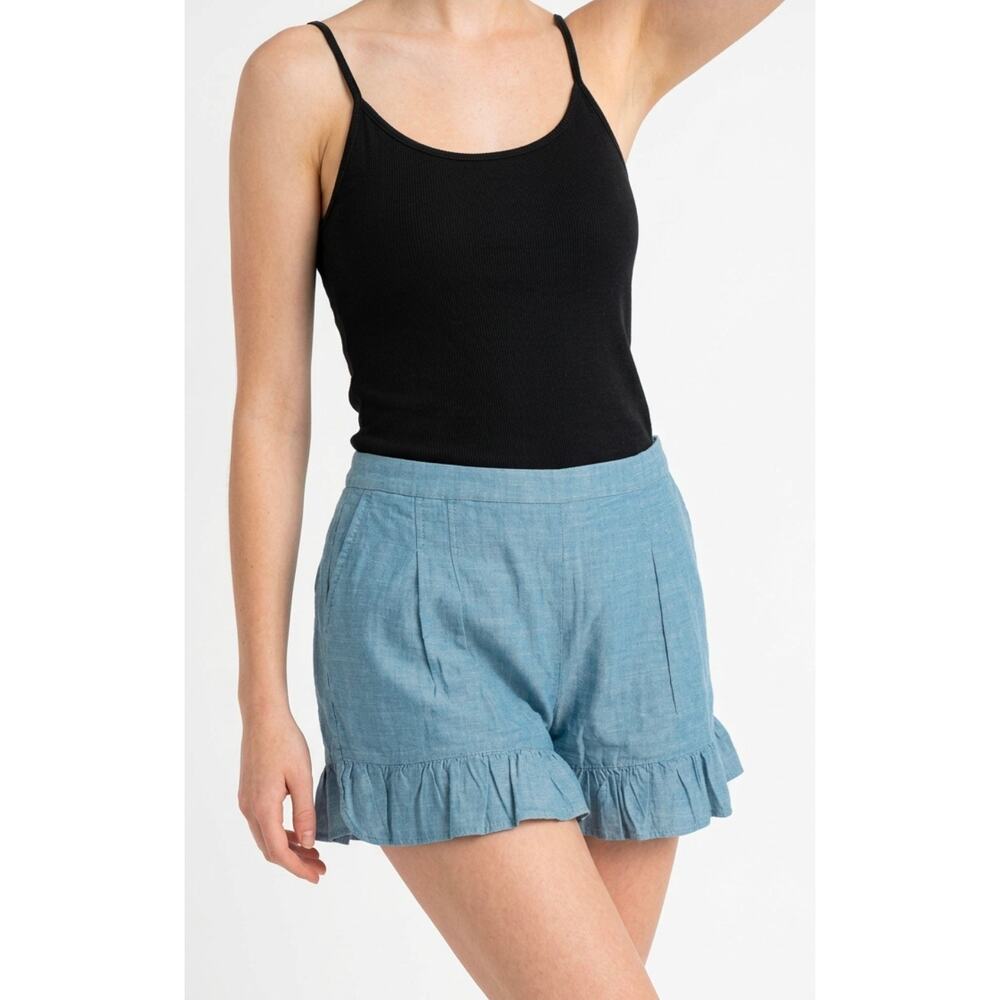 J.CREW denim chambray cotton ruffled hem shorts.  12 - Picture 4 of 12